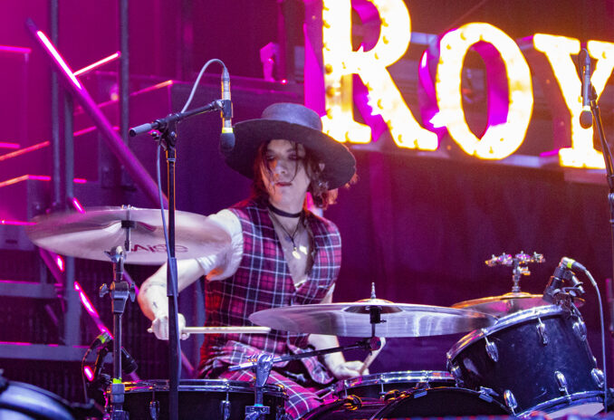 Emerson Barrett on the drums for Palaye Royale at the Moda Center, Portland, Oregon.